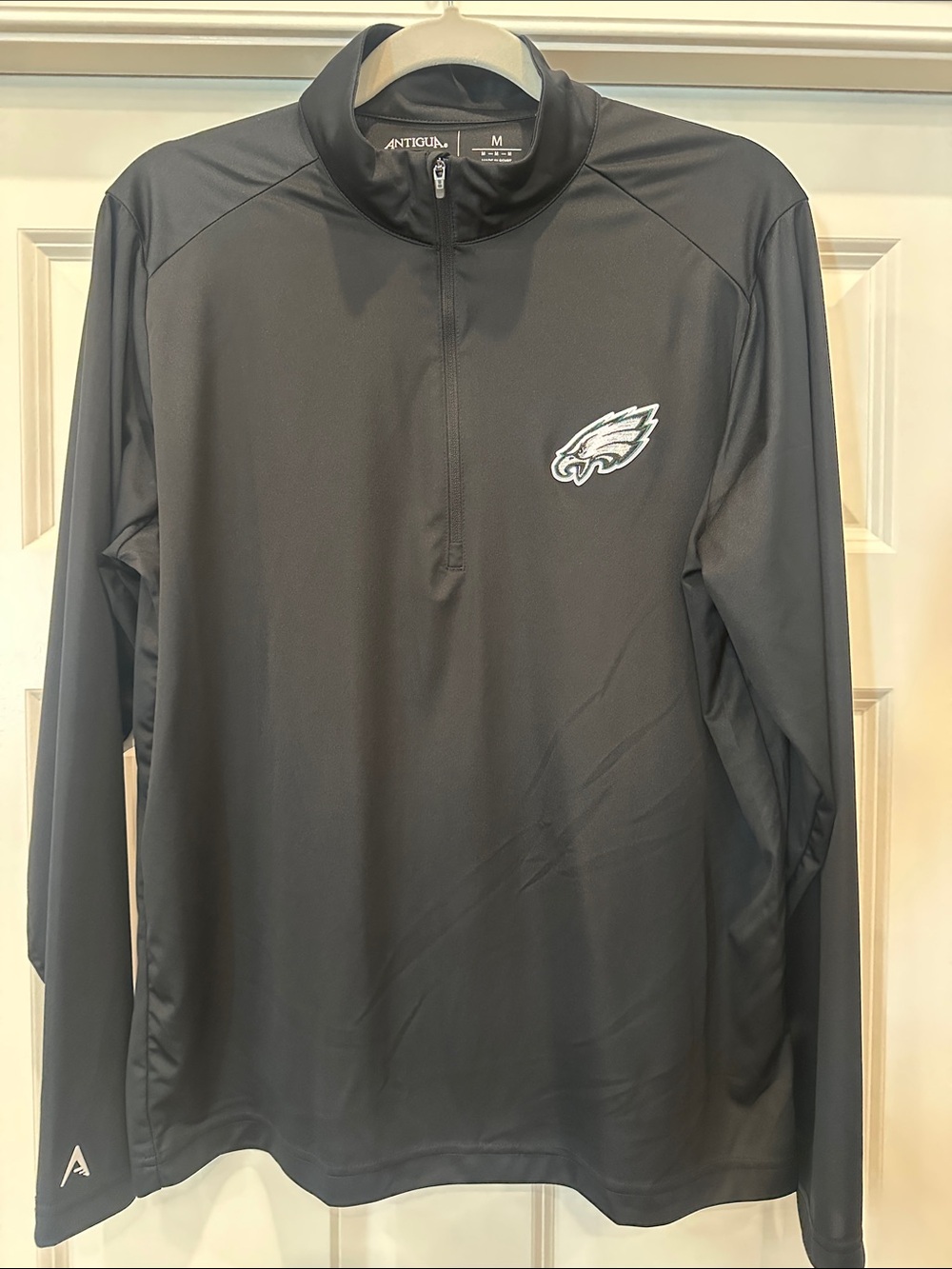 Antigua Men’s Black Long-Sleeve Quarter-Zip with Eagles Logo
